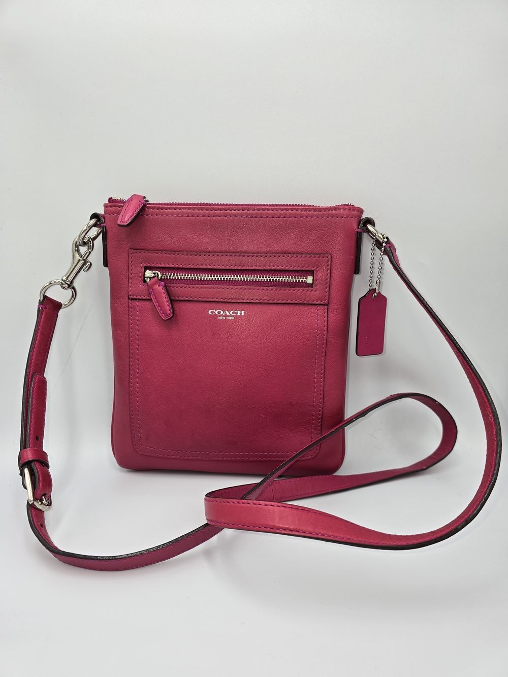 COACH Fuschia Pink Leather Small Crossbody Bag *Minor Flaws*